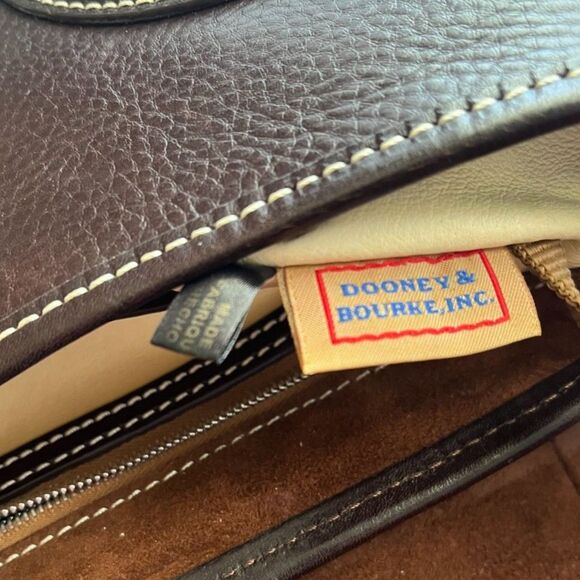 Dooney & Bourke Florentine Toscana Crossbody Purse Brown Leather Saddle Bag - Picture 9 of 11